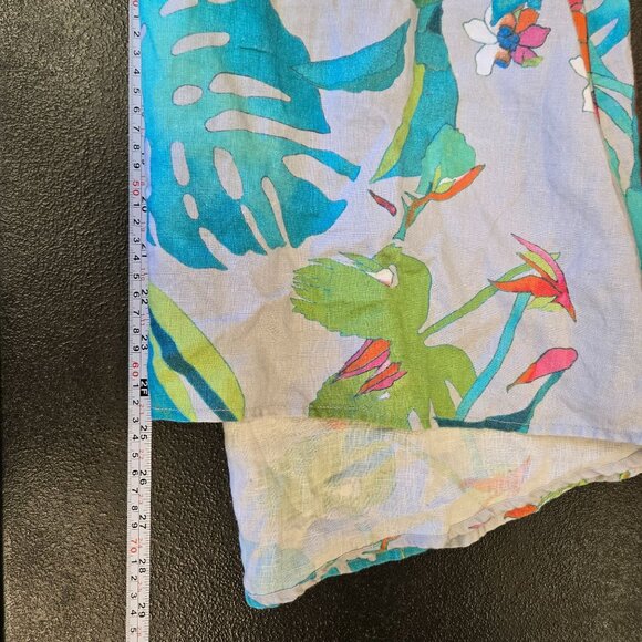 Sharon Young Linen Tropical‎ Floral Print Womens Tunic Button Back L - Picture 9 of 9